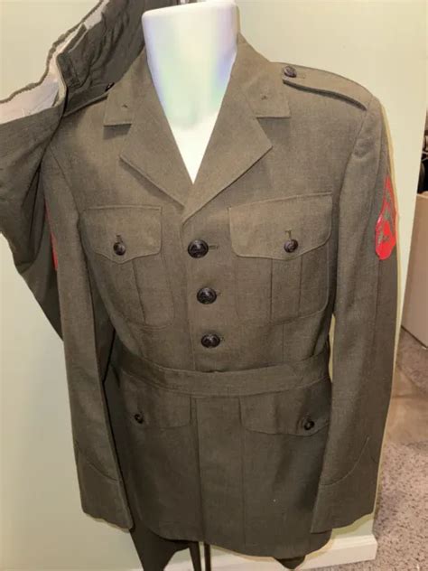 VINTAGE US MARINE Corps Uniform Jacket, Belt, Pants Wool Serge Green Two Patches $50.25 - PicClick