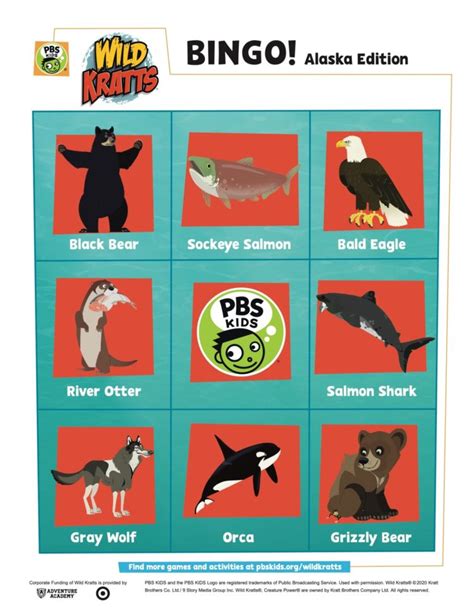 Wild Kratts Bingo: Alaska Edition | Kids… | PBS KIDS for Parents