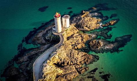 Premium Photo | Aerial view of le phare du petit minou lighthouse in plouzane france