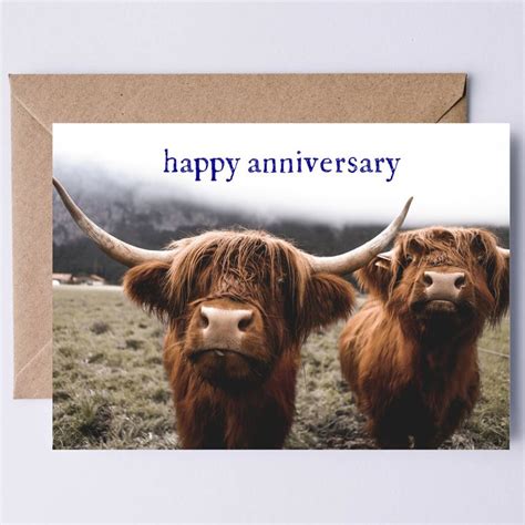 Scottish Anniversary Printable Card Scotland Digital Card Scottish Highland Coos Photography ...