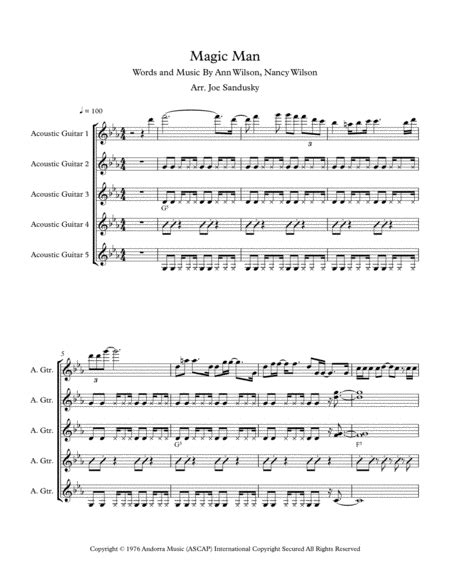 Magic Man (arr. Joe Sandusky) by Heart Sheet Music for Solo Guitar at ...