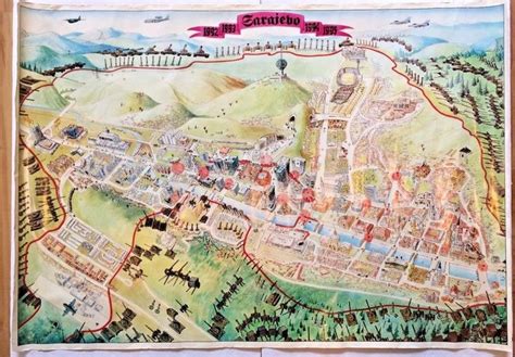 Double sided Map of Sarajevo during the Siege of the City Between 92 ...