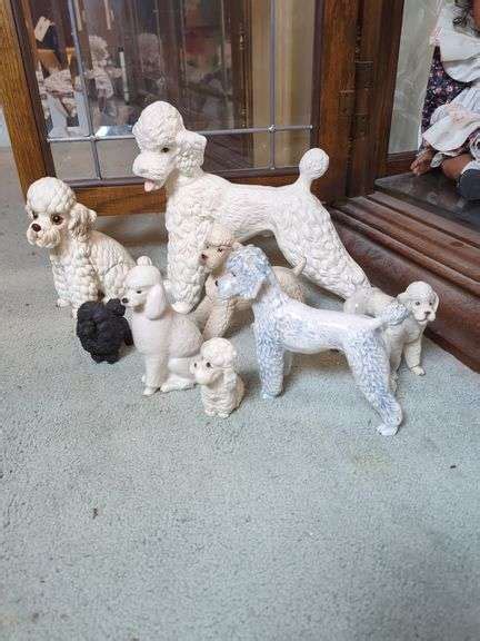 Porcelain And Ceramic Poodle Figurines Including Brands Lefton And ...