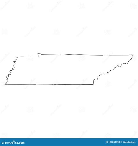 Tennessee TN State Border USA Map Outline Stock Vector - Illustration ...