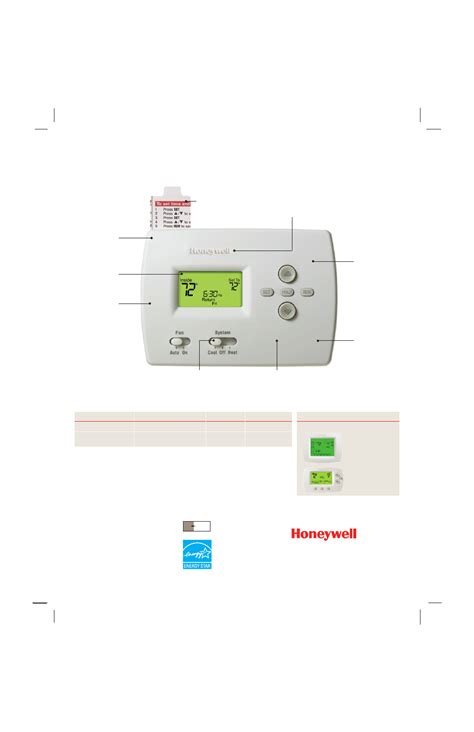 Honeywell Honeywell Thermostat PRO 4000 User's Manual | Page 2 - Free ...