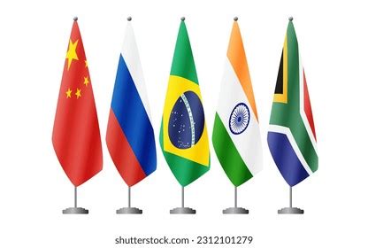 Five Brics Countries Flags On Flag Stock Vector (Royalty Free ...