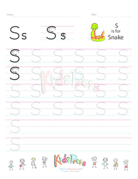 Handwriting Worksheet Letter S - KidsPressMagazine.com