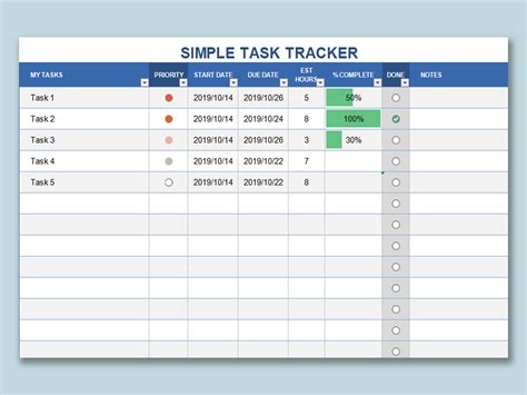 EXCEL of Simple Task Tracker.xlsx | WPS Free Templates