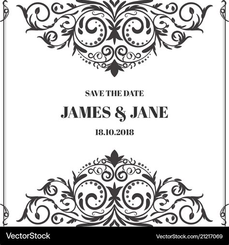 Wedding card frame border Royalty Free Vector Image