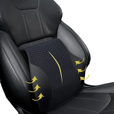 PU Leather Car Seat Lumbar Supports 3D Space Memory Foam Seat Waist Back Cushion Support Car ...