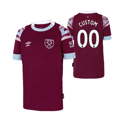 Custom Kids West Ham United Claret Blue 2022-23 Home Jersey - Heretro.com