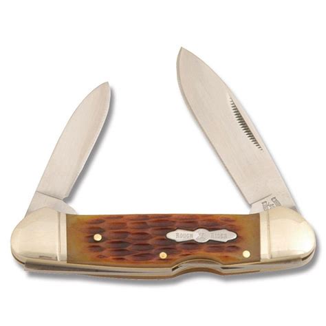 Canoe Lockback Amber Jigged Bone Handle - Rough Rider Knives | Rough ...