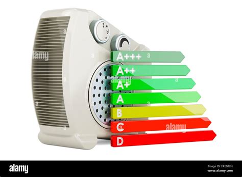 Fan heater with energy efficiency chart, 3D rendering isolated on white background Stock Photo ...