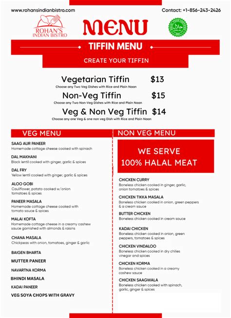 TIFFIN MENU - rohansindianbistro.com