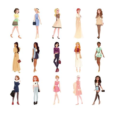 All Disney Princesses + Bonus (Giselle from Enchanted) in trendy Upper East Side outfits. This ...