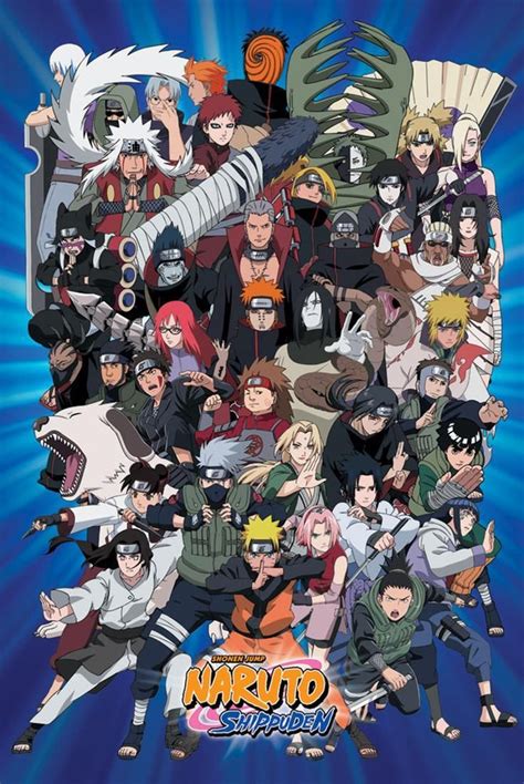 Naruto Characters Poster 24" x 36" Anime Manga Shippuden Sakura Sasuke Kakashi - Walmart.com ...