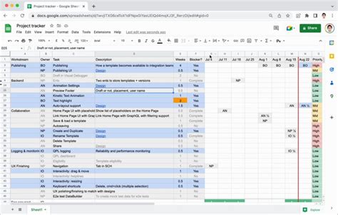 Project tracker in Google Spreadsheet - DEV Community