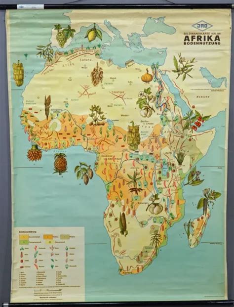 AFRICA SOIL LAND Use Map Vintage Wallchart Fruits Vegetables £166.48 ...