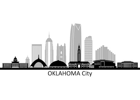 OKLAHOMA City USA SKYLINE City Outline Silhouette Vector | Etsy