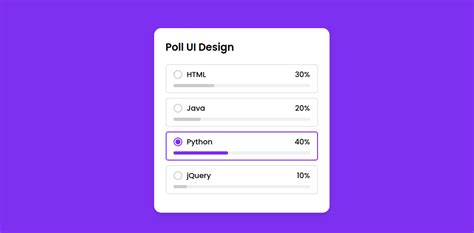 Poll UI Design snippet using HTML CSS & JavaScript - GoSnippets