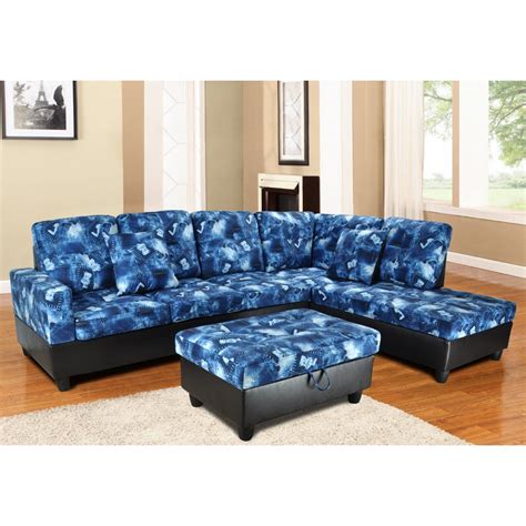 Upgrade your living room with this stylish blue denim sectional sofa ...