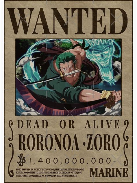 "Roronoa Zoro One Piece Zoro Pirate Hunter Bounty Poster" Photographic ...