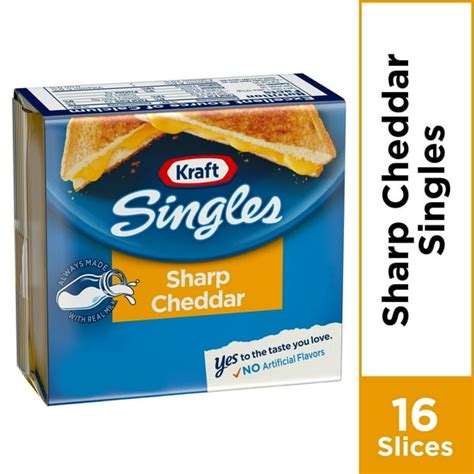 Kraft Singles Cheese Slices, Sharp Cheddar Cheese, 16 ct - 12.0 oz Wrapper - Walmart.com ...