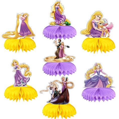 Buy Rapunzel Party Decorations Honeycomb Centerpiece, 7 Pieces Princess ...