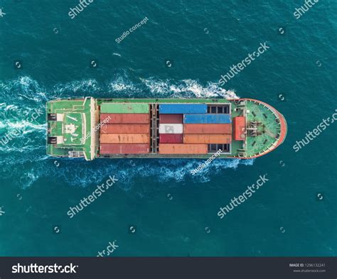 Aerial Top View Small Container Ship Stock Photo 1296132241 | Shutterstock