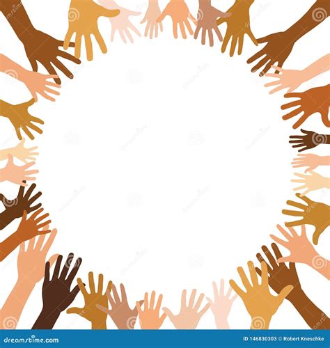 Many Multicultural Hands Form a Circle Stock Illustration ...