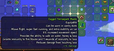 Made Terraspark Boots before beating Eater of Worlds : Terraria