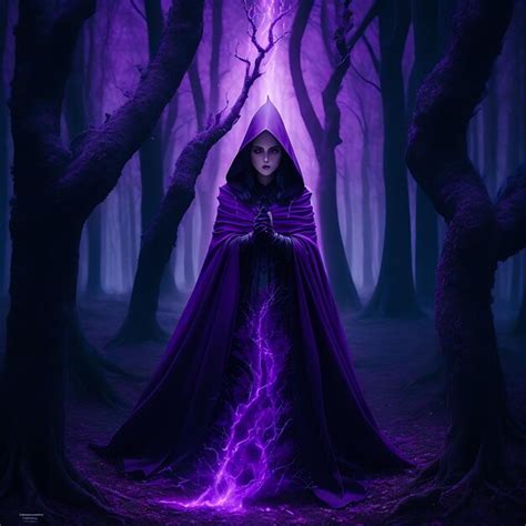 Premium AI Image | Witch Mystery Standing On The Dark And Scary purple ...