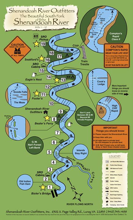 Shenandoah River Map – Canoe, Kayak, Tubing, Camp the Shenandoah River in Luray, VA | Shenandoah ...