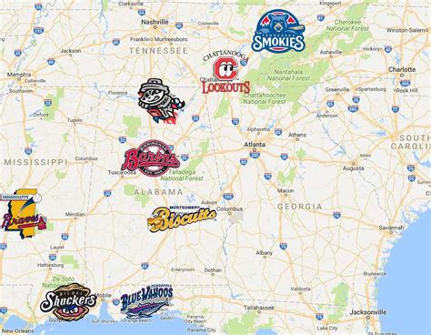 Southern League Map | Teams | Logos - Sport League Maps