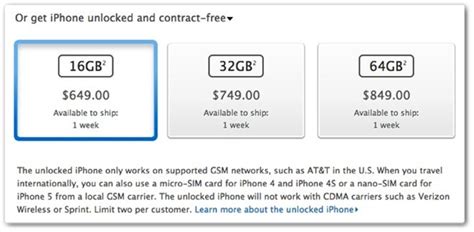 Unlocked iPhone 5 Goes on Sale in US from $649