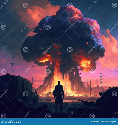 Epic Illustration Of An Atomic Bomb Exploding In A Post-apocalyptic City Royalty-Free Cartoon ...