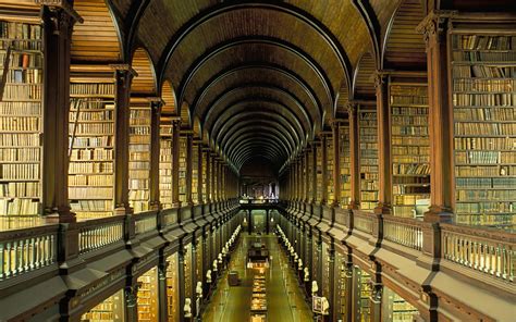 shelves, Trinity College, Dublin, old, architecture, Ireland, college ...