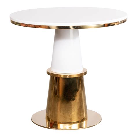 Vanessa White & Gold Small Dining Table | Chairish