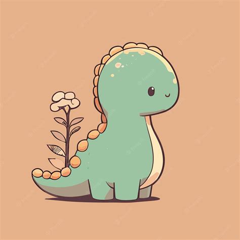 Premium Vector | A cute dinosaur with a flower on its head