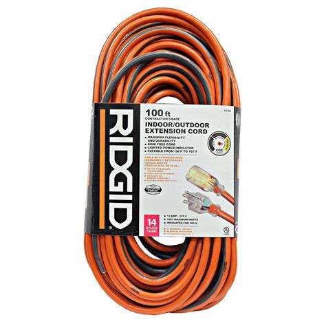 RIDGID 100 ft. 14/3 Outdoor Extension Cord-657-143100RL6A - The Home Depot