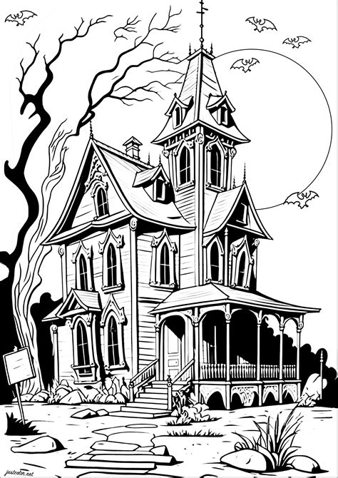 Disney style haunted house - Halloween Adult Coloring Pages - Page page/2/