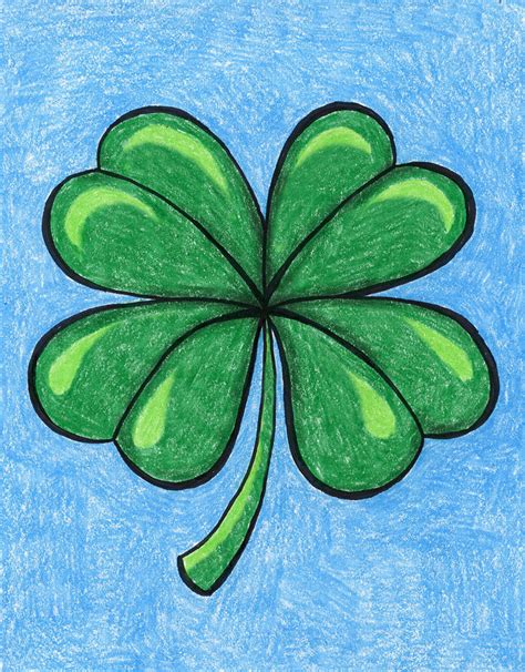 How to Draw a Four Leaf Clover Tutorial Video and Coloring Page