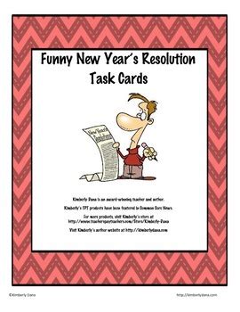 Funny New Year's Resolution Task Cards by Kimberly Dana | TPT