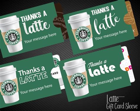 Printable BUSINESS Starbucks Coffee Gift Card Sleeve / | Etsy