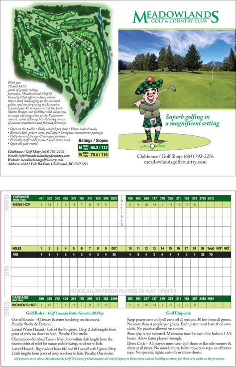 Course Layout & Scorecard - Meadowlands Golf & Country Club