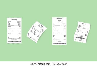 Cash Register Receipts Set On Green Stock Vector (Royalty Free) 1249565008 | Shutterstock