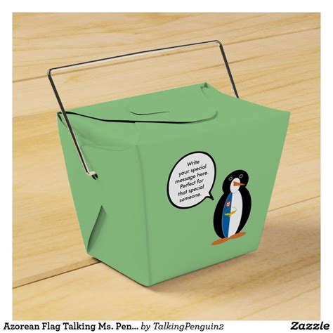 Azorean Flag Talking Ms. Penguin Favor Take Out Favor Box | Zazzle | Favor boxes, Vietnamese ...