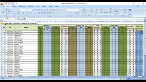 Contoh Rekap Absen Siswa Per Semester Berkas Belajar