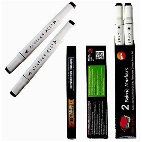 Crafts 4 ALL Permanent Fabric Marker Laundry Non Bleed Dual Tip 2 Pack ...