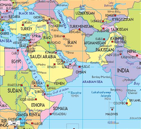 Detailed Clear Large Political Map of Middle East - Ezilon Maps